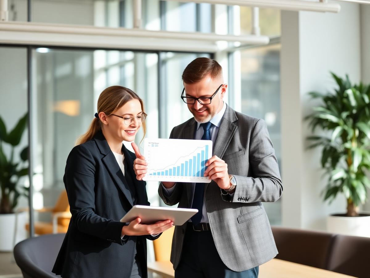 Consultants reviewing growth charts